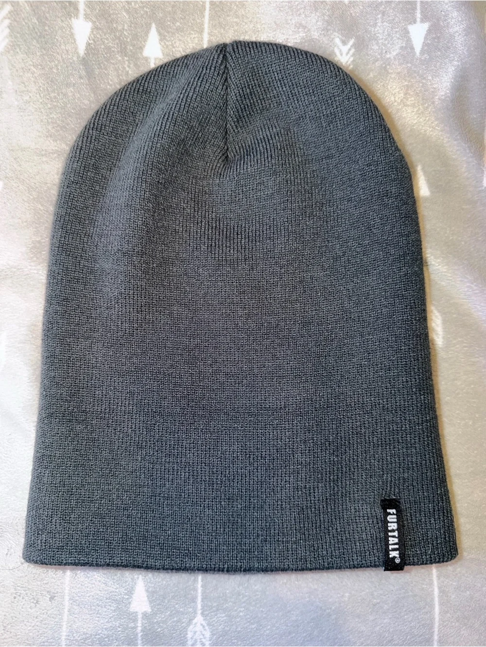 FURTALK Charcoal Gray Rib Knit Cuffed Beanie